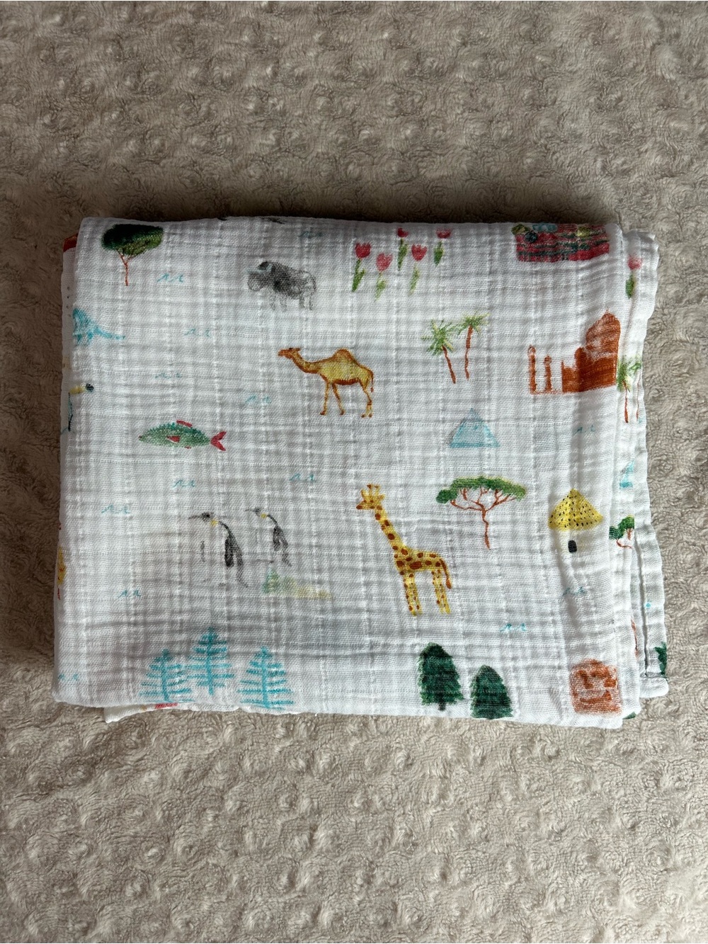 Aden + Anais Around the World Baby Swaddle Blanket Muslin Travel Camel Kangaroo